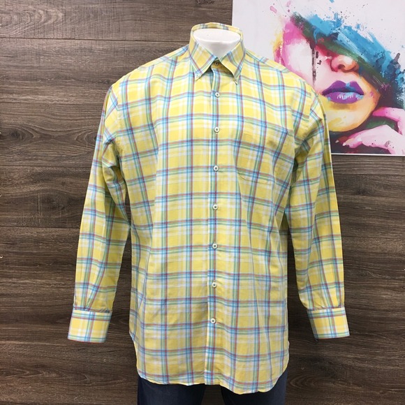 Peter Millar Other - Peter Millar Plaid Button Down Shirt Linen Cotton Blend Casual XL